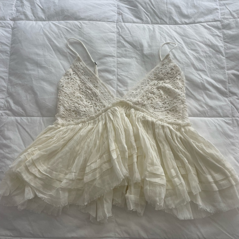 Free People Cream Lace Top